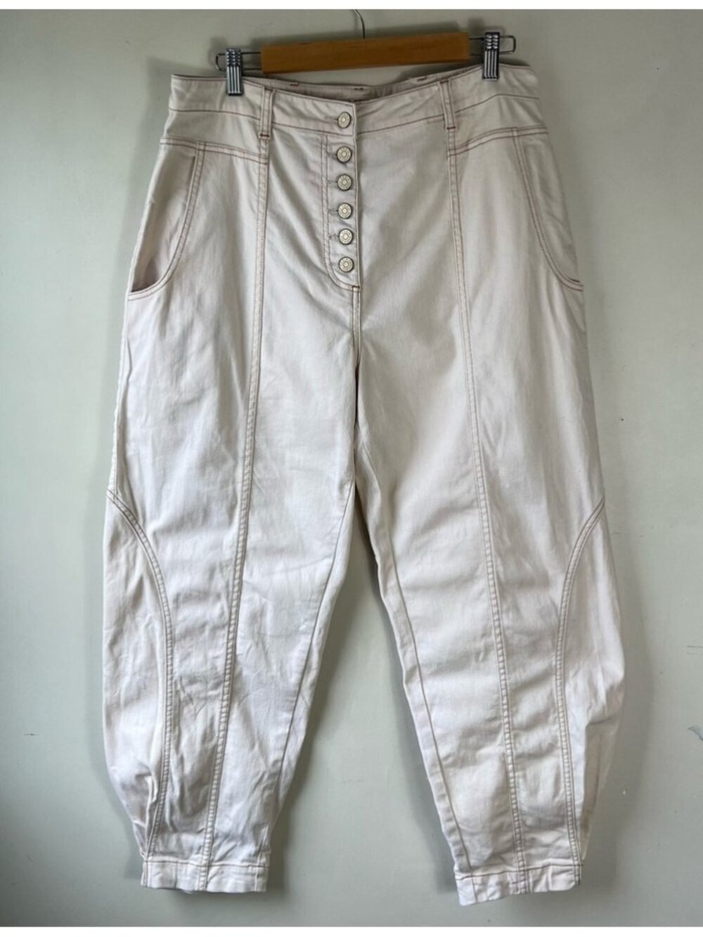 ULLA JOHNSON Women's Brodie Jeans Tapered Ankle Ivory Size 10 High Rise - Picture 4 of 16